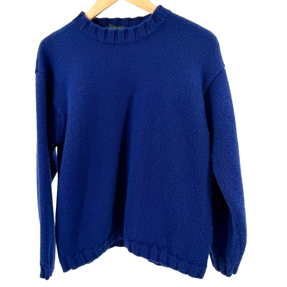 Vintage 90s J.Crew Navy Blue 100% Wool Oversized Heavyweight Crewneck Sweater